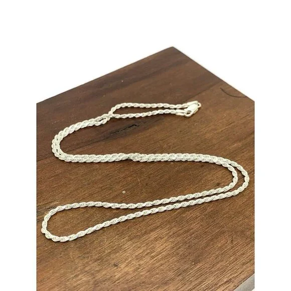 Sterling Silver Rope Necklace 20'' Chain 1.85mm Wide Unisex Jewelry - Picture 10 of 12